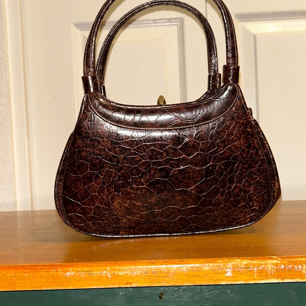 Meyers Mid Century Modern Brown Reptile/Crocodile Handbag Made in USA - Picture 2 of 15